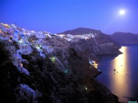     - Moonrise Over Santorini, Greece