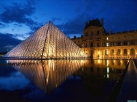     - Pyramid at Louvre Museum, Paris, France