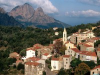     - View of Evisa, Corsica Island, France